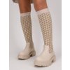 VYSOKÉ ČIŽMY S KOHÚTIM VZOROM BÉŽOVÉ NS281 BEIGE 1