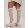 VYSOKÉ ČIŽMY S KOHÚTIM VZOROM BÉŽOVÉ NS281 BEIGE 4