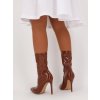LAKOVANÉ DÁMSKE ČLENKOVÉ ČIŽMY NA VYSOKOM PODPÄTKU HNEDÉ YES8011 16A CAMEL 4