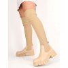 BÉŽOVÉ ČIŽMY NAD KOLENO S HRUBOU PODRÁŽKOU QT12beige 5
