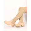 BÉŽOVÉ ČIŽMY NAD KOLENO S HRUBOU PODRÁŽKOU QT12beige 1