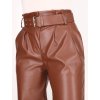 Camel hnedé koženkové podšité nohavice s vysokým pásom 2000105 1 1