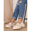 bezove lakovane mokasiny na vysokej platforme Q0 1117 beige 1