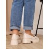 bezove lakovane mokasiny na vysokej platforme Q0 1117 beige 5