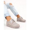 bezove damske poltopanky na platforme snurovacie ML16323KHAKI 4