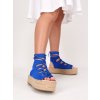 modre damske snurovacie sandale semisove na platforme OM5349blue 2
