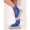 modre damske snurovacie sandale semisove na platforme OM5349blue 5