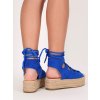 modre damske snurovacie sandale semisove na platforme OM5349blue 3