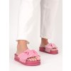 ruzove damske gumene slapky pasikave TCYS 16FUSHIA 4