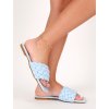 modre damske slapky prepletane T372BLUE 2