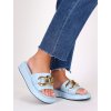 modre damske slapky na platforme YES6916BLUE 4