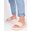 bezove damske slapky na platforme prepletane SS107BEIGE 7
