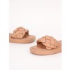 camel hnede damske slapky na platforme prepletane SS107CAMEL 2