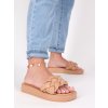 camel hnede damske slapky na platforme prepletane SS107CAMEL 4