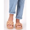 camel hnede damske slapky na platforme prepletane SS107CAMEL 5