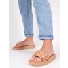 camel hnede damske slapky na platforme prepletane SS107CAMEL 6