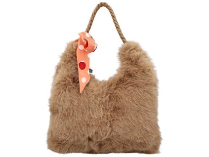 542193 modni damska plysova kabelka do ruky raiga camel