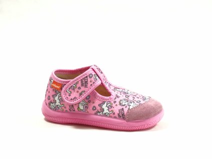 V+J OBUV Milami 226 10KONJICPRINCES PINK dětská přezůvková obuv