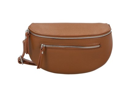 Delami trendy dámská kožená kabelko-ledvinka 1095 COGNAC