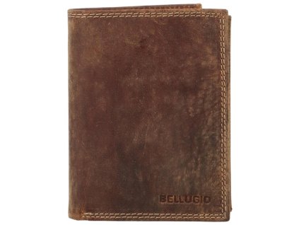 Bellugio pánská kožená peněženka na výšku THEO hnědá