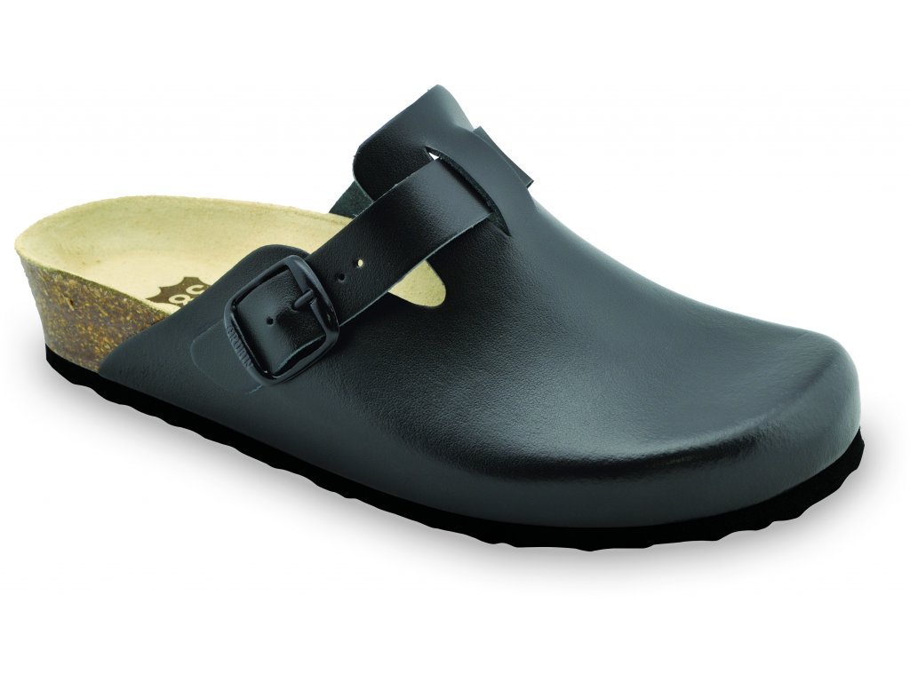 Grubin zdravotní dámská kožená obuv Rim uzavřené pantofle černé 0053580 -  Grubin