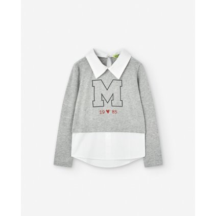 Dievčenské tričko s dlhým rukávom - Sivá (Veľkosť 98)