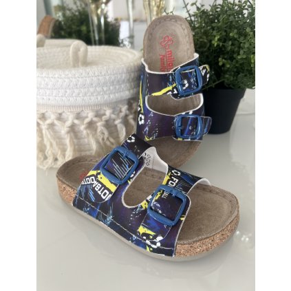 Zdravotné chlapčenské korkové šľapky - Modrá (Veľkosť 28)