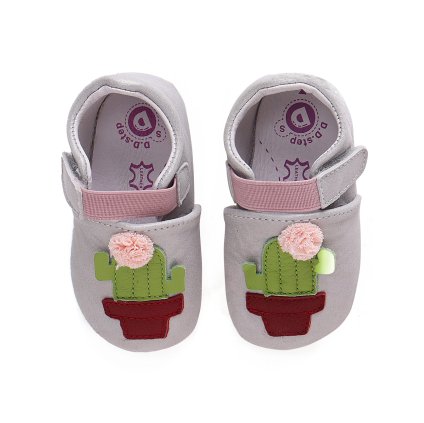 D.D.Step dievčenské kožené capačky - Sivá (Veľkosť L)