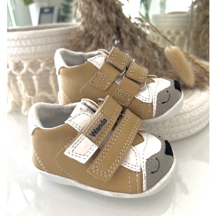 Celokožená obuv pre prvé kroky WANDA - Béžová (Veľkosť 17)