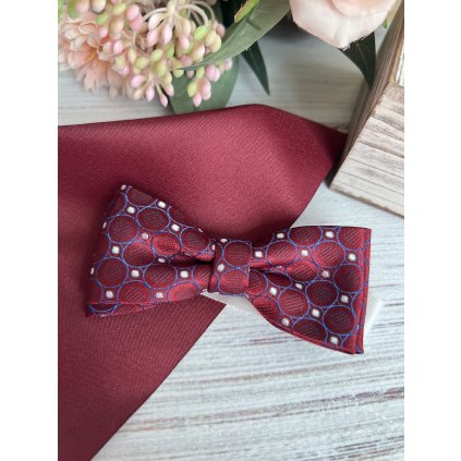 Detský motýlik a vreckovka do saka - Bordová (Veľkosť UNI)