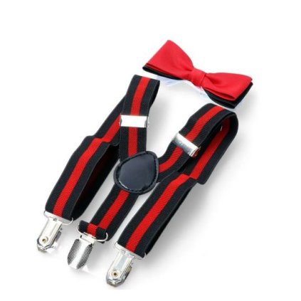 Chlapčenské traky s motýlikom (Veľkosť UNI, Farba Červenočierna)