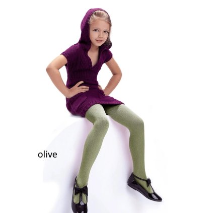 Detské vrúbkované pančuchy AGATKA 100den - Zelená (Veľkosť 128/134)