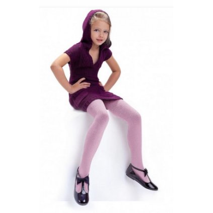 Detské vrúbkované pančuchy AGATKA 100den - Ružová (Veľkosť 134/140)