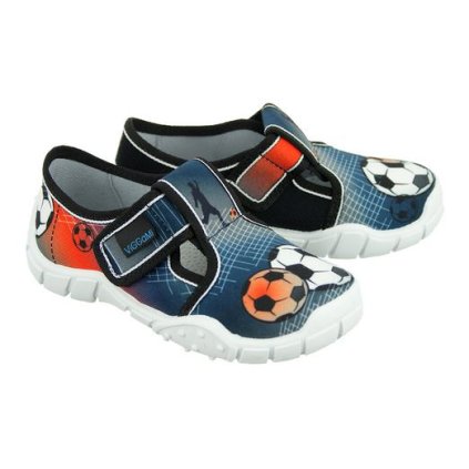 Chlapčenské textilné papuče VIGGAMI OLEK MULTIKOLOR - Modrá (Veľkosť 28)