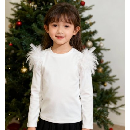 Dievčenské zamatové tričko (Veľkosť 110/116, Farba Biela)