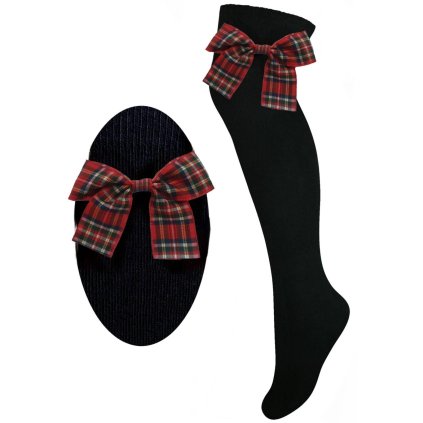 Dievčenské jednofarebné nadkolienky s farebnou mašľou (Veľkosť 28-31, Farba Čierna)