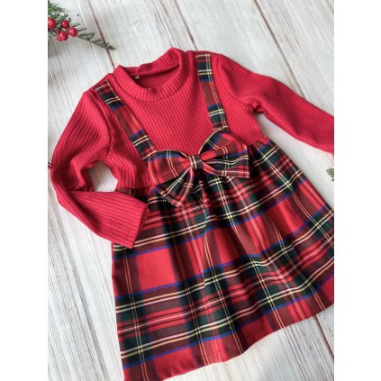 Dievčenské vianočné šaty s mašľou (Veľkosť 80/86, Farba Mnohofarebné)