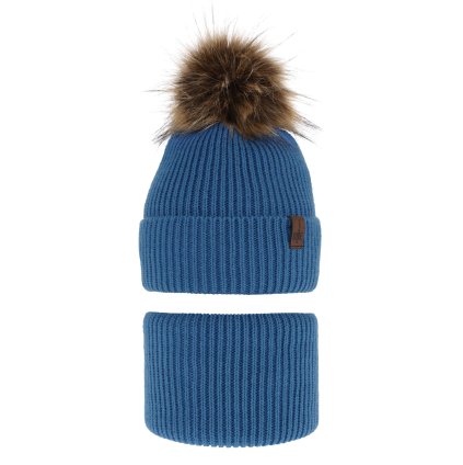 Chlapčenská zimná čiapka s nákrčníkom (Veľkosť 4-10 rokov, Farba Modrá)
