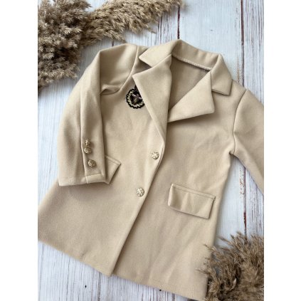 Dievčenský flaušový kabát - Béžová (Veľkosť 152/158)