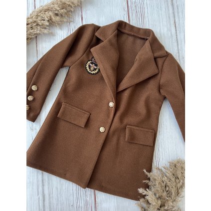 Dievčenský flaušový kabát - Hnedá (Veľkosť 152/158)