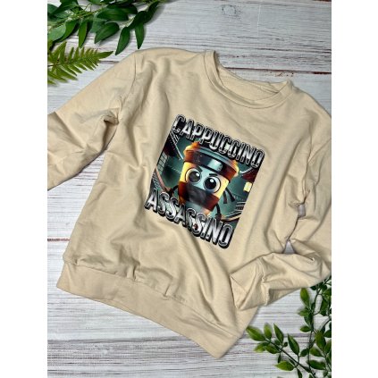 Chlapčenské tričko s dlhým rukávom CAPUCCINO ASSASSINO - Béžová (Veľkosť 158/164)