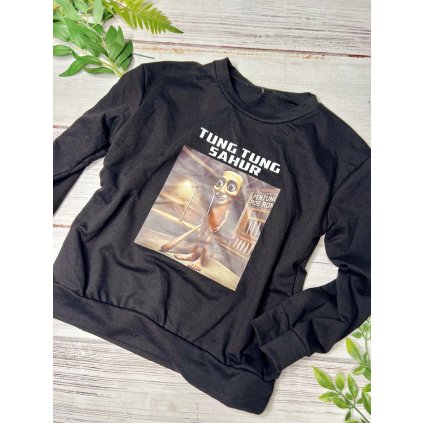 Chlapčenské tričko s dlhým rukávom TUNG - Čierna (Veľkosť 158/164)