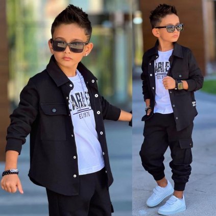 3 dielny chlapčenský set - Čierna (Veľkosť 122/128)