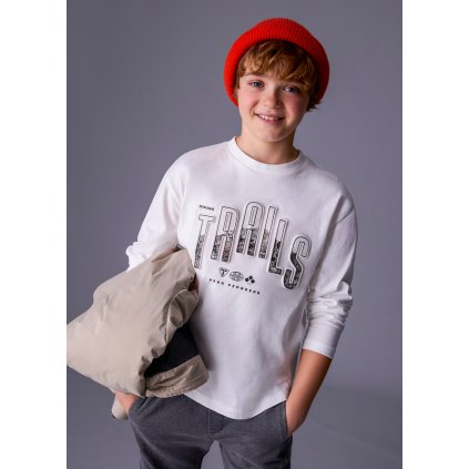 MAYORAL chlapčenské tričko s potlačou - Biela (Veľkosť 158)