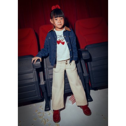 Dievčenské rozšírené nohavice - Béžová (Veľkosť 140)