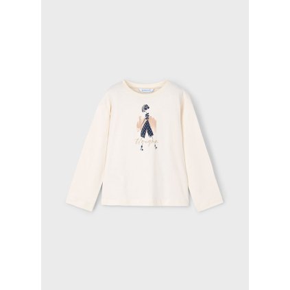 MAYORAL dievčenské tričko s potlačou - Béžová (Veľkosť 134)