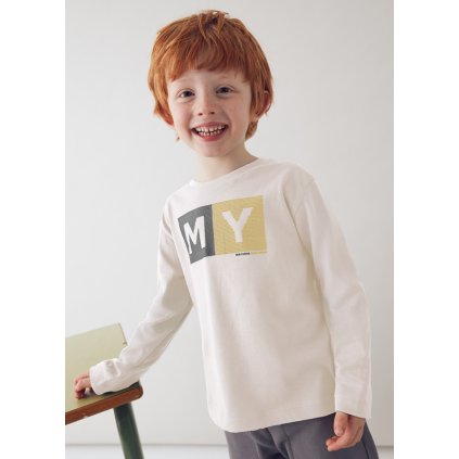 Chlapčenské basic tričko dlhý rukáv - Cream (Veľkosť 128)