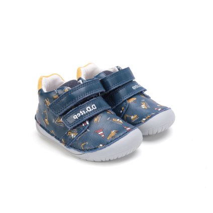 BAREFOOT kožená chlapčenská obuv DD STEP - Modrá (Veľkosť 21)