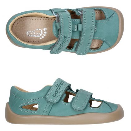 Chlapčenské celokožené barefoot sandále SLIM - Mint (Veľkosť 30)