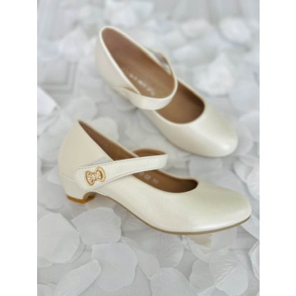 Perleťové dievčenské balerínky - Biela (Veľkosť 33)